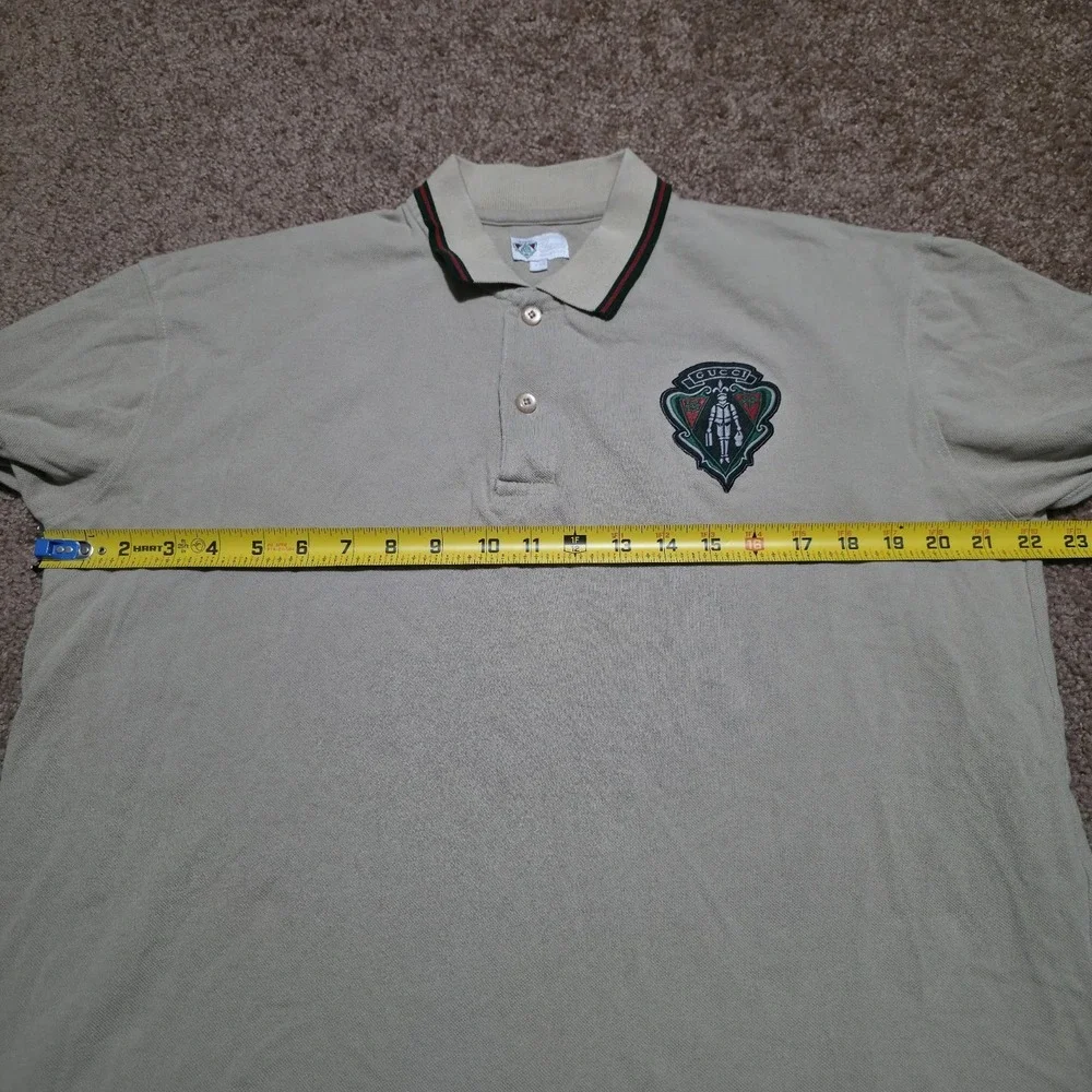 Gucci Equestrian Polo Shirt Beige Tan‎ Made in Italy Mens Size XXL *FITS Large*